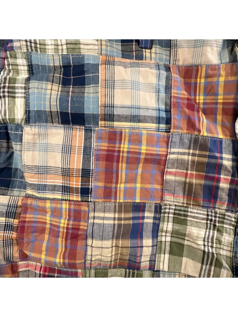 Jos A Bank Madras Patchwork Shorts Men 36 Earth Tones Plaid 9” Inseam Preppy Ivy